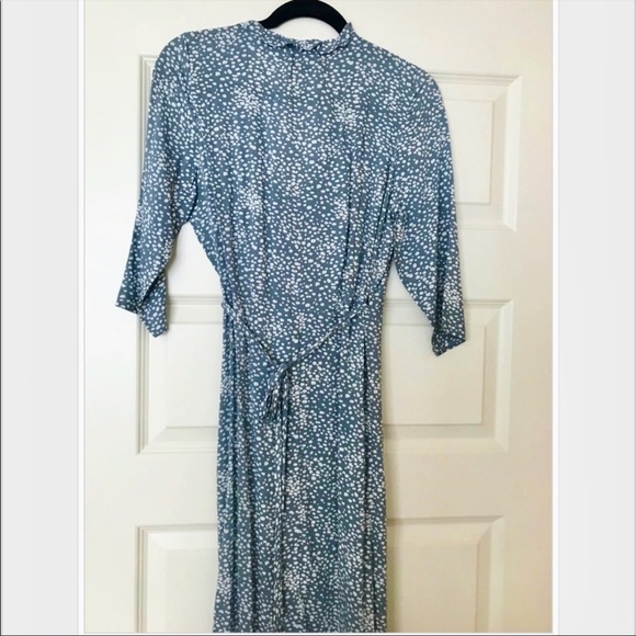 Auguste dusty blue maxi wrap dress 3/4 sleeve - Picture 3 of 6